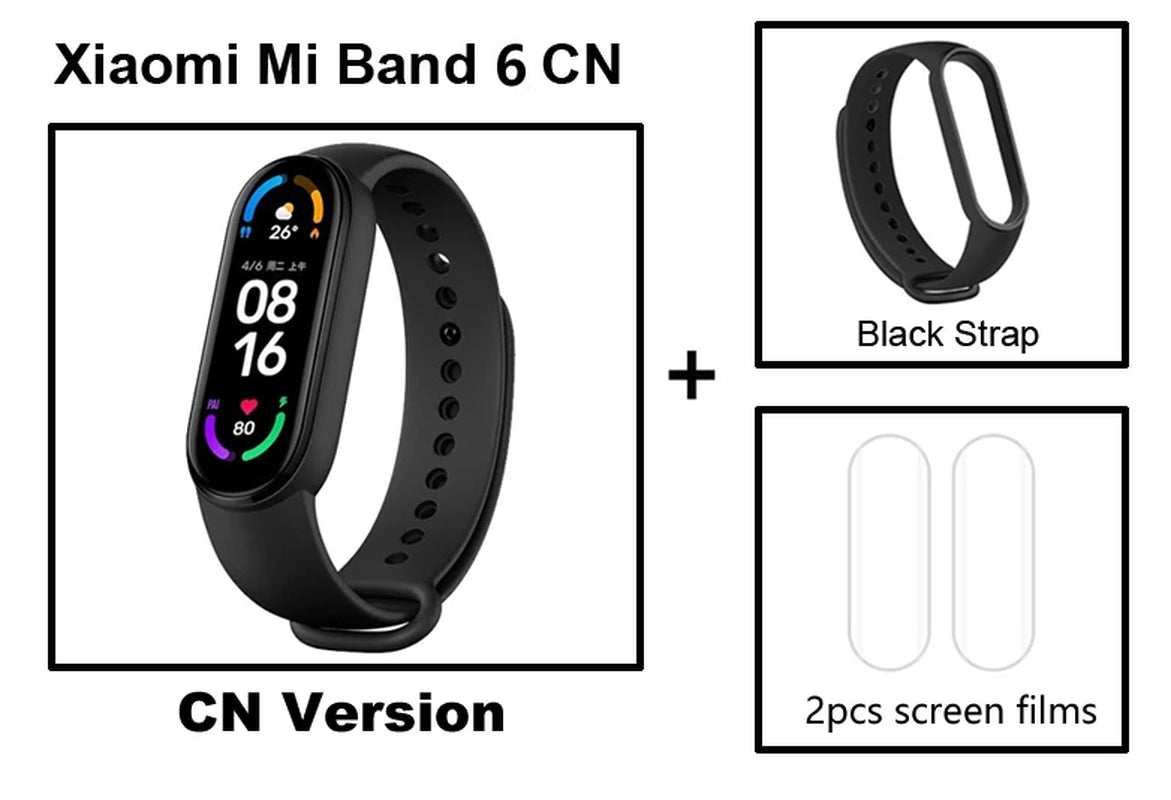 Mi Band 6 Smart Wristband AMOLED Blood Oxygen Fitness Traker Heart Rate Bluetooth Waterproof Miband 5