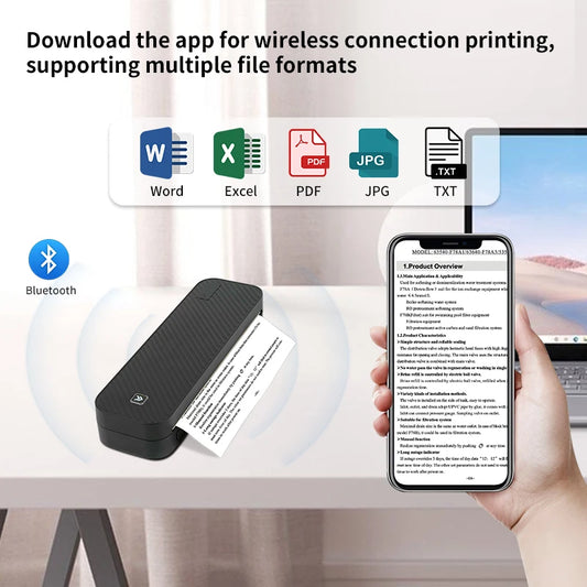Inkless Portable A4 Thermal Printer Bluetooth PDF Excel Word Document Printing Machine Paper Roll for Office Work Home School