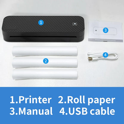 Inkless Portable A4 Thermal Printer Bluetooth PDF Excel Word Document Printing Machine Paper Roll for Office Work Home School