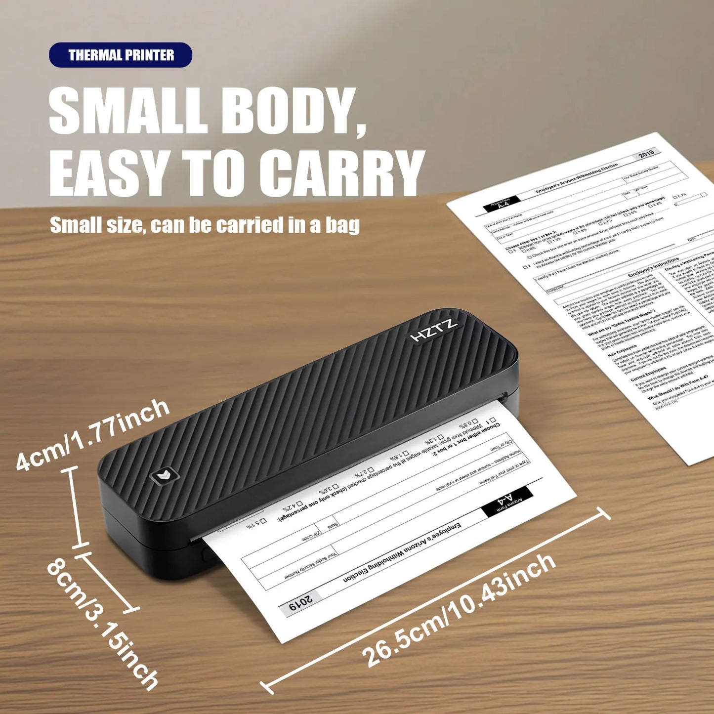 Inkless Portable A4 Thermal Printer Bluetooth PDF Excel Word Document Printing Machine Paper Roll for Office Work Home School