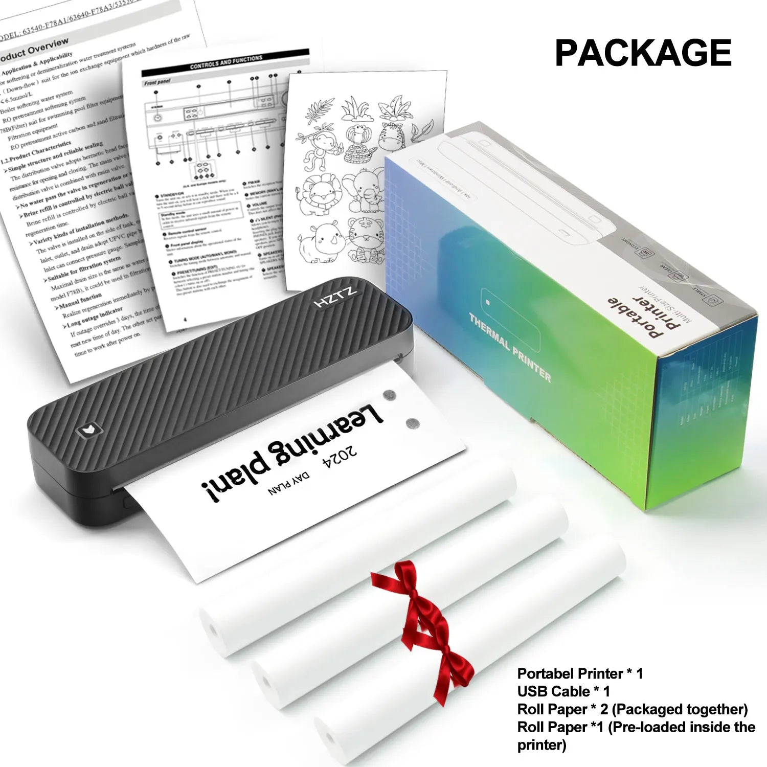 Inkless Portable A4 Thermal Printer Bluetooth PDF Excel Word Document Printing Machine Paper Roll for Office Work Home School